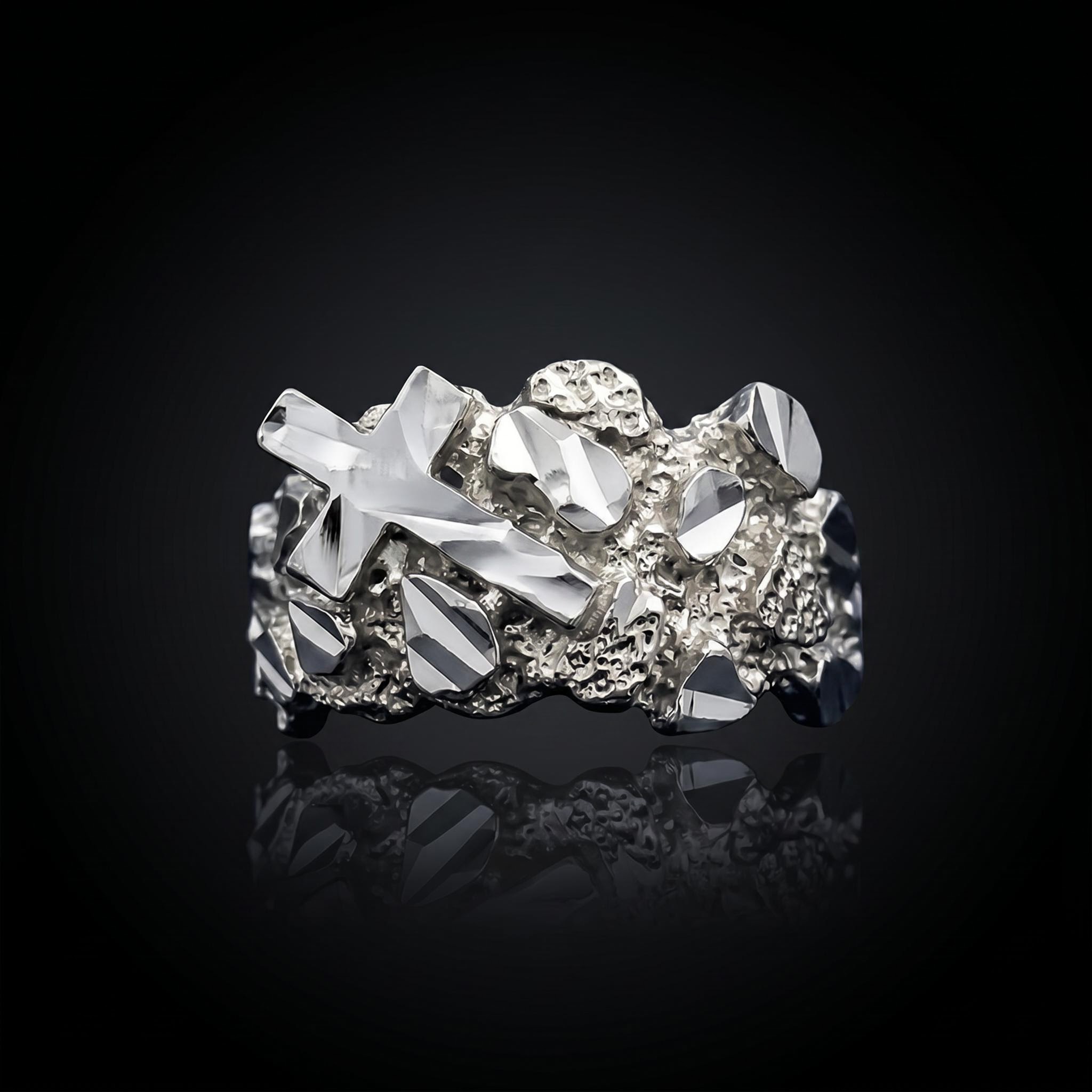 Cross Nugget Ring in Gold