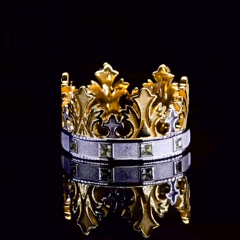 Two Tone King Crown Ring