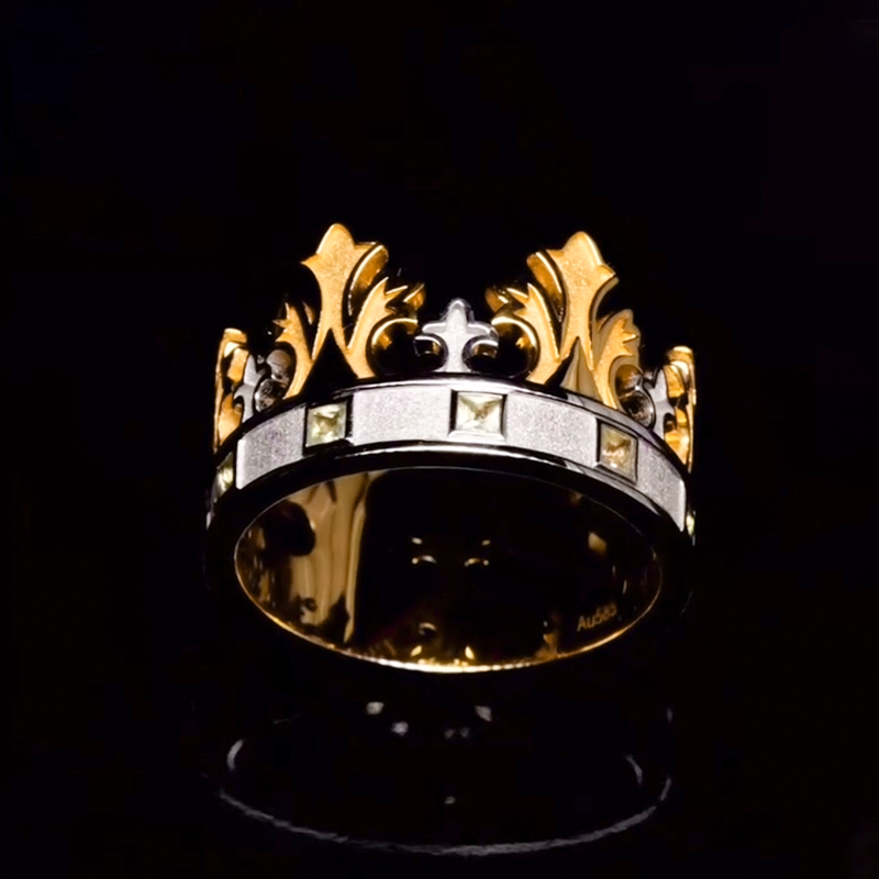 Two Tone King Crown Ring