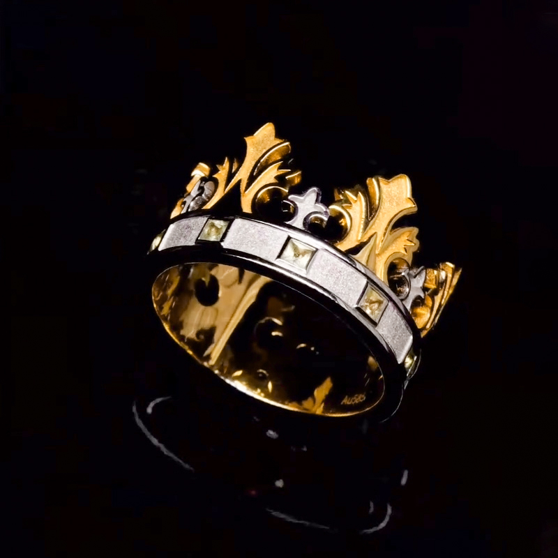 Two Tone King Crown Ring