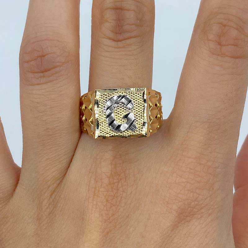 A-Z Initial Letter Nugget Ring in Gold