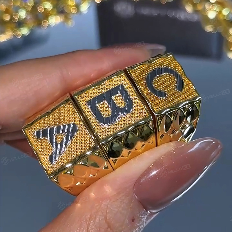 A-Z Initial Letter Nugget Ring in Gold