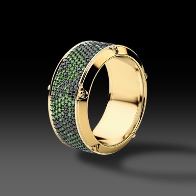 Green & Black Stones Band Ring