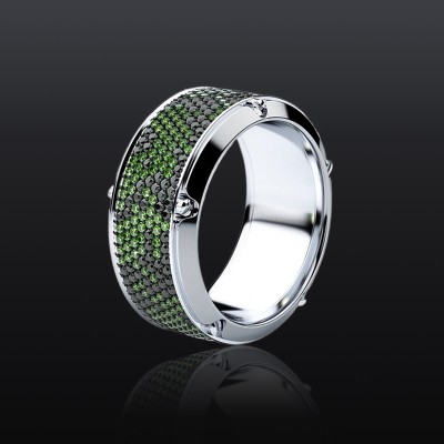 Green & Black Stones Band Ring