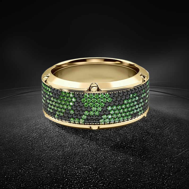 Green & Black Stones Band Ring