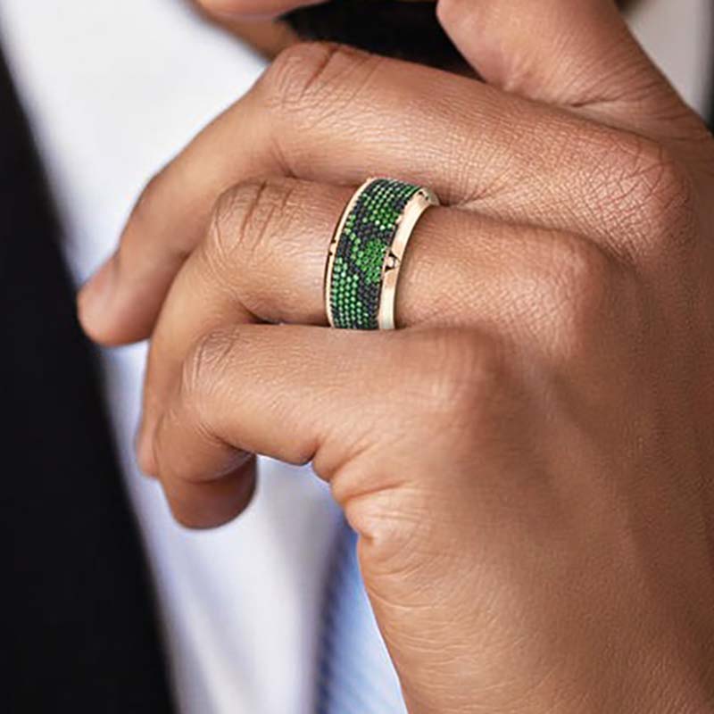 Green & Black Stones Band Ring