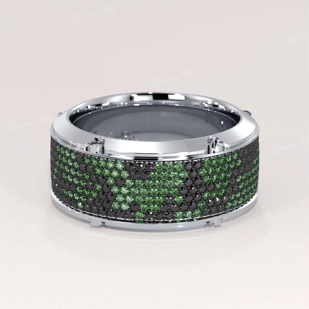 Green & Black Stones Band Ring