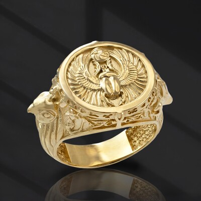 Ancient Egyptian Mythology Scarab Beetle Anubis Horus Ring