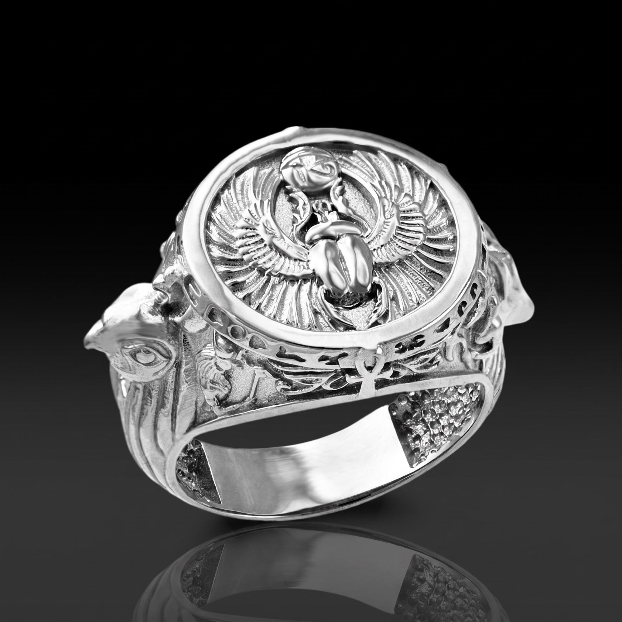 Ancient Egyptian Mythology Scarab Beetle Anubis Horus Ring