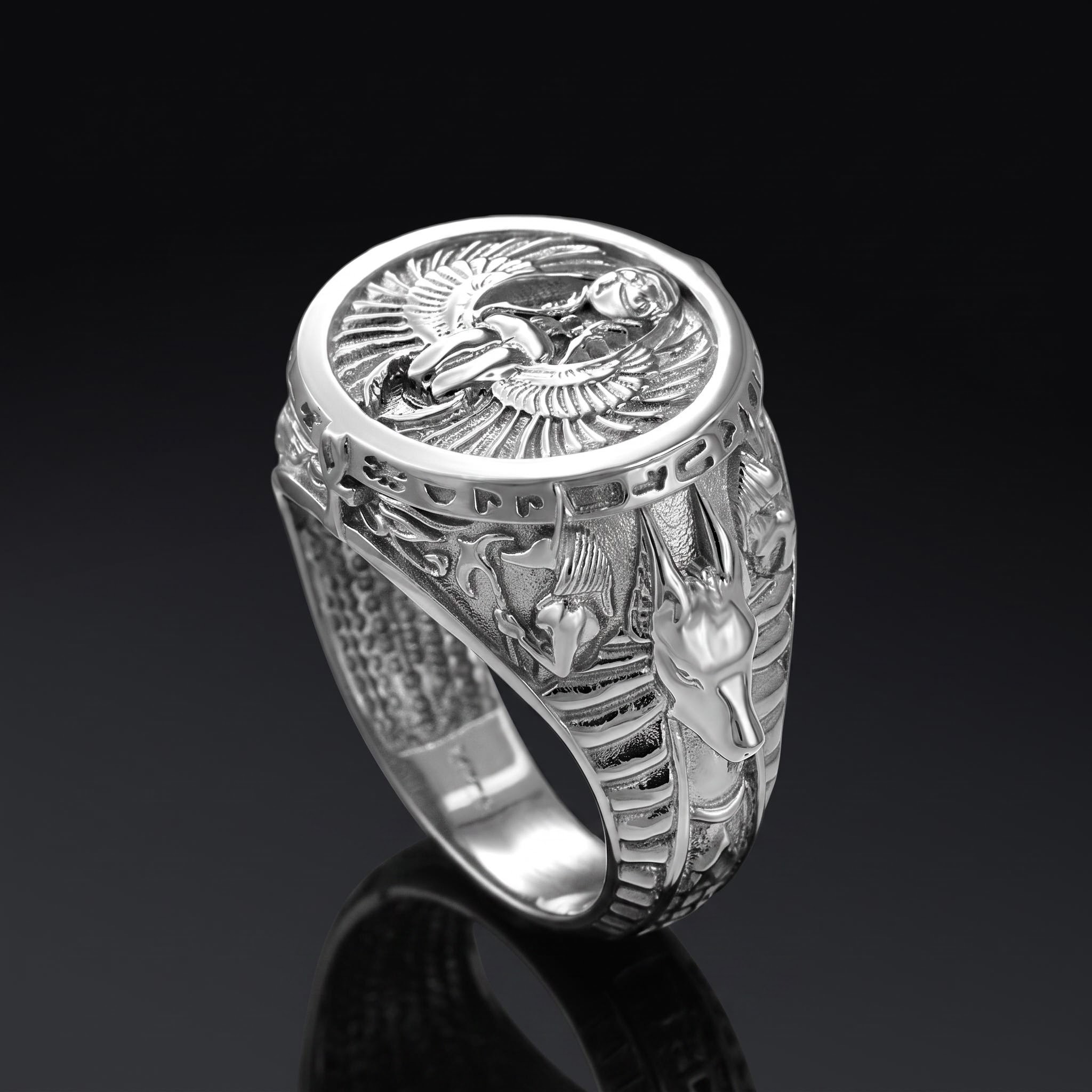 Ancient Egyptian Mythology Scarab Beetle Anubis Horus Ring