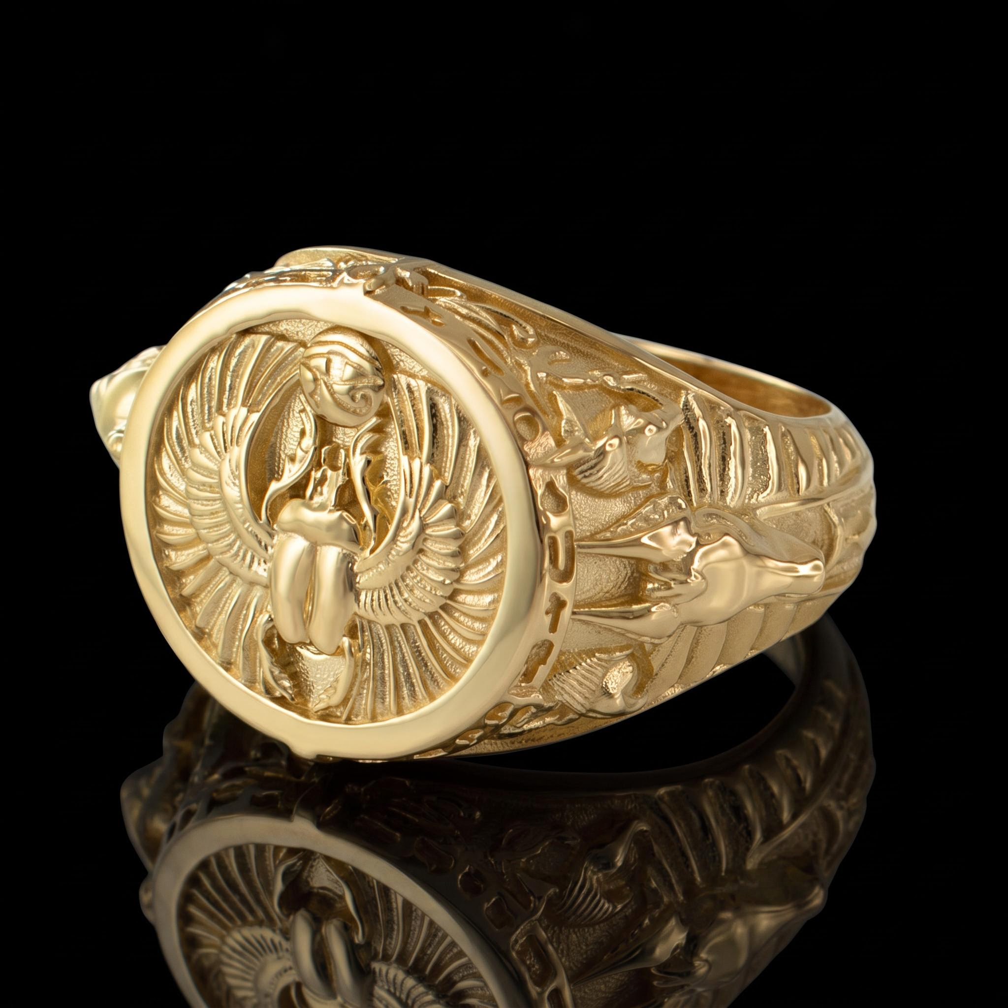 Ancient Egyptian Mythology Scarab Beetle Anubis Horus Ring