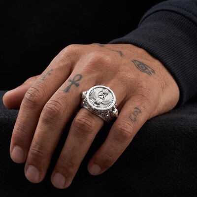 Ancient Egyptian Mythology Scarab Beetle Anubis Horus Ring