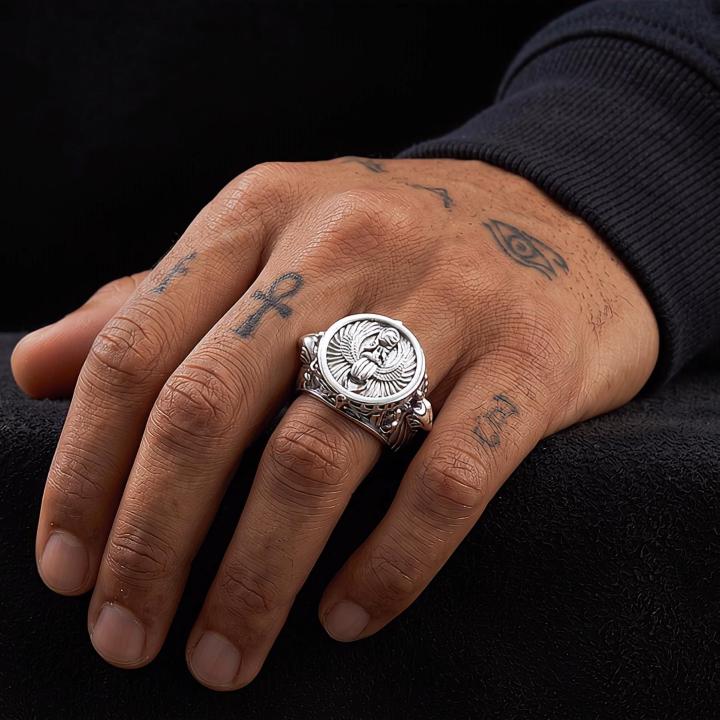 Ancient Egyptian Mythology Scarab Beetle Anubis Horus Ring