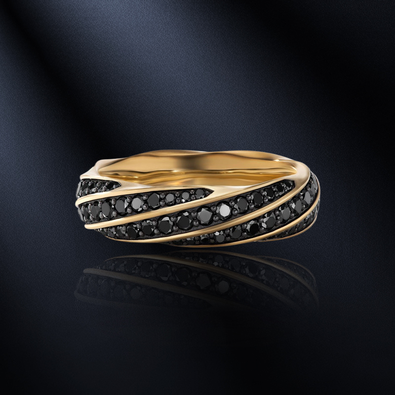 3.26 CTW Black/White Diamond Men's Cable Edge Band Ring