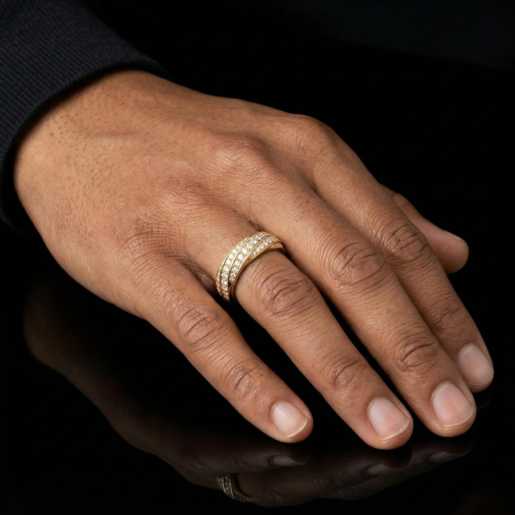 3.26 CTW Black/White Diamond Men's Cable Edge Band Ring 3.26 CTW Black/White Diamond Men's Cable Edge Band Ring