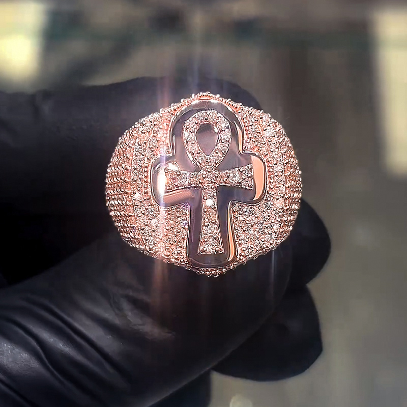 Iced Ankh Ring for Men