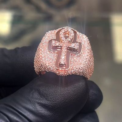 Iced Ankh Ring for Men