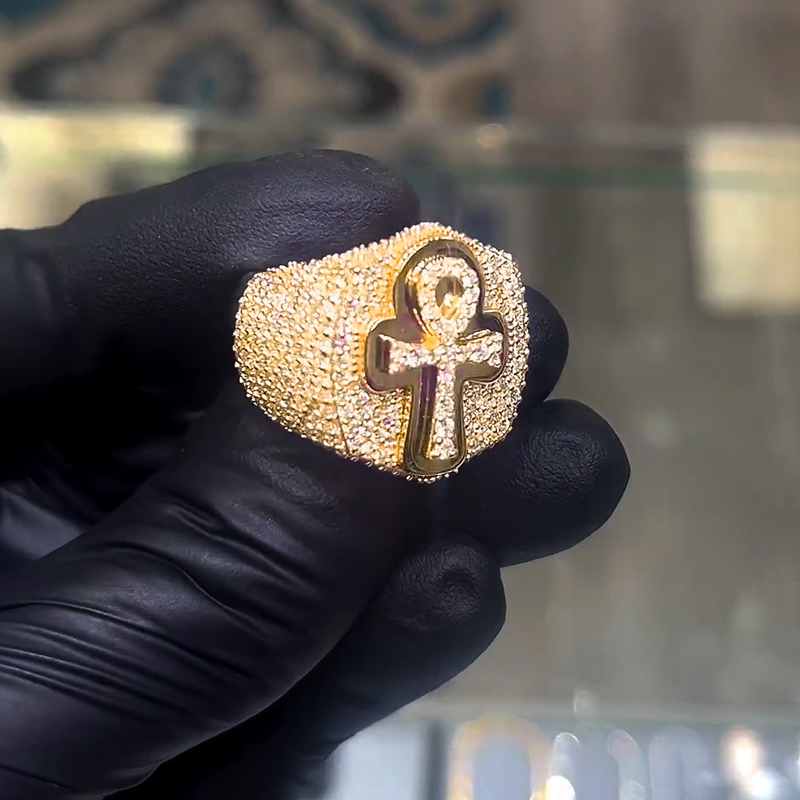 Iced Ankh Ring for Men