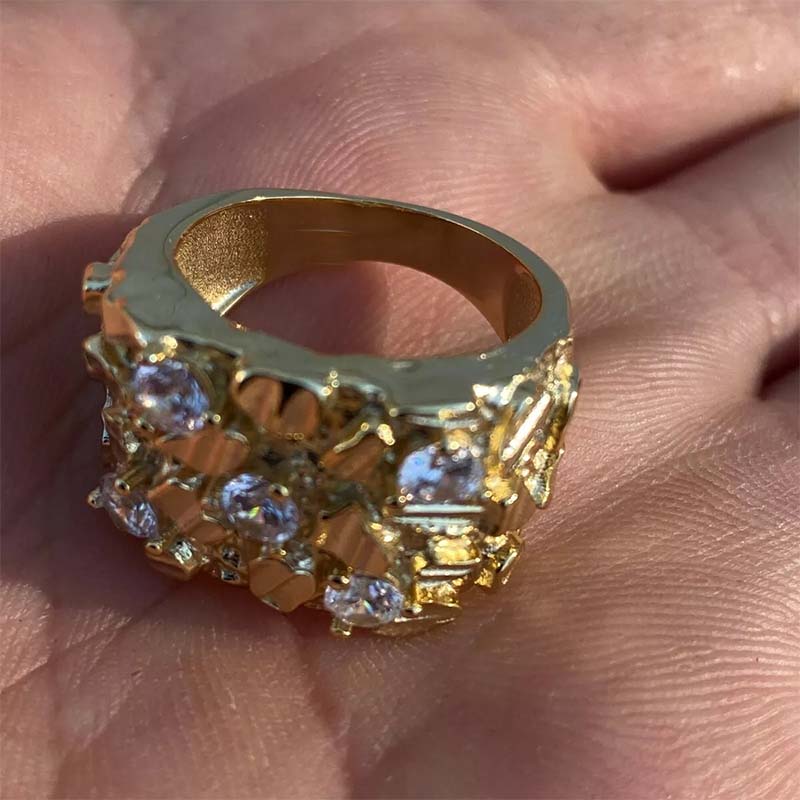 Iced Nugget Ring in Gold