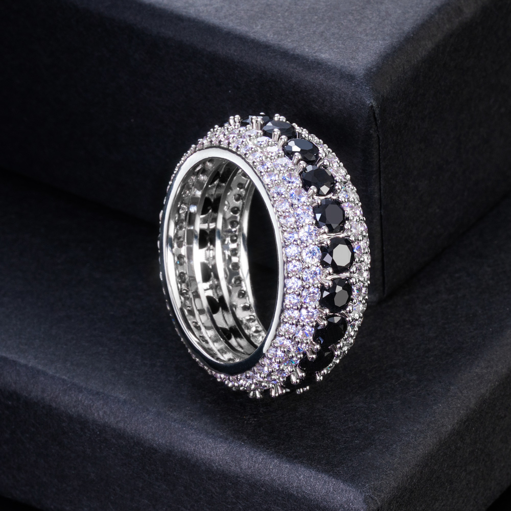 Iced Black & White Stones Ring for Men