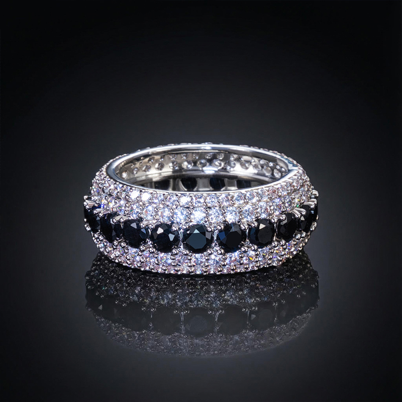 Iced Black & White Stones Ring for Men