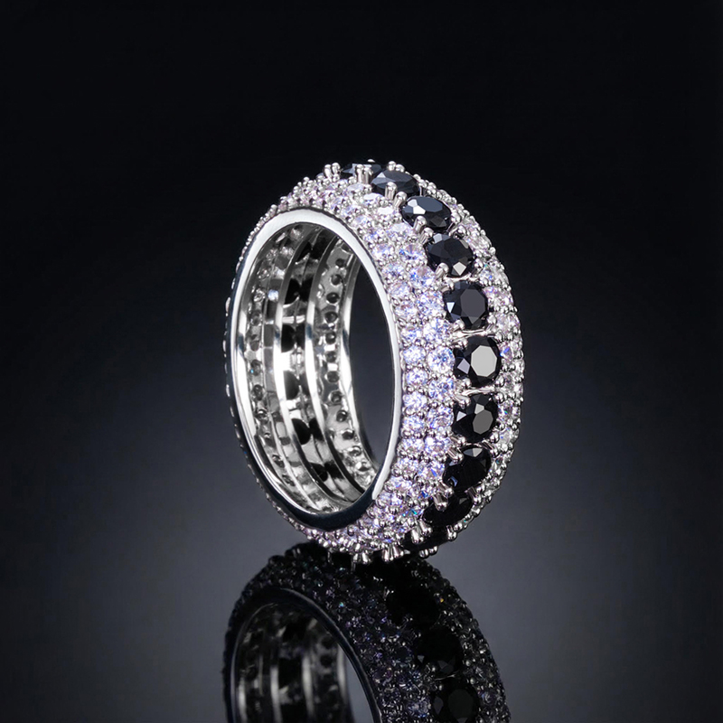 Iced Black & White Stones Ring for Men