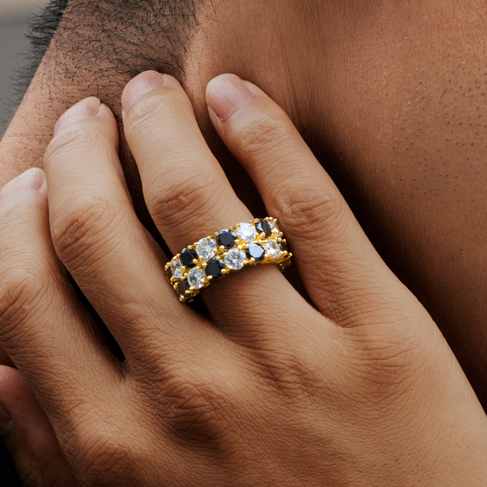 Iced Out Band Ring in Gold