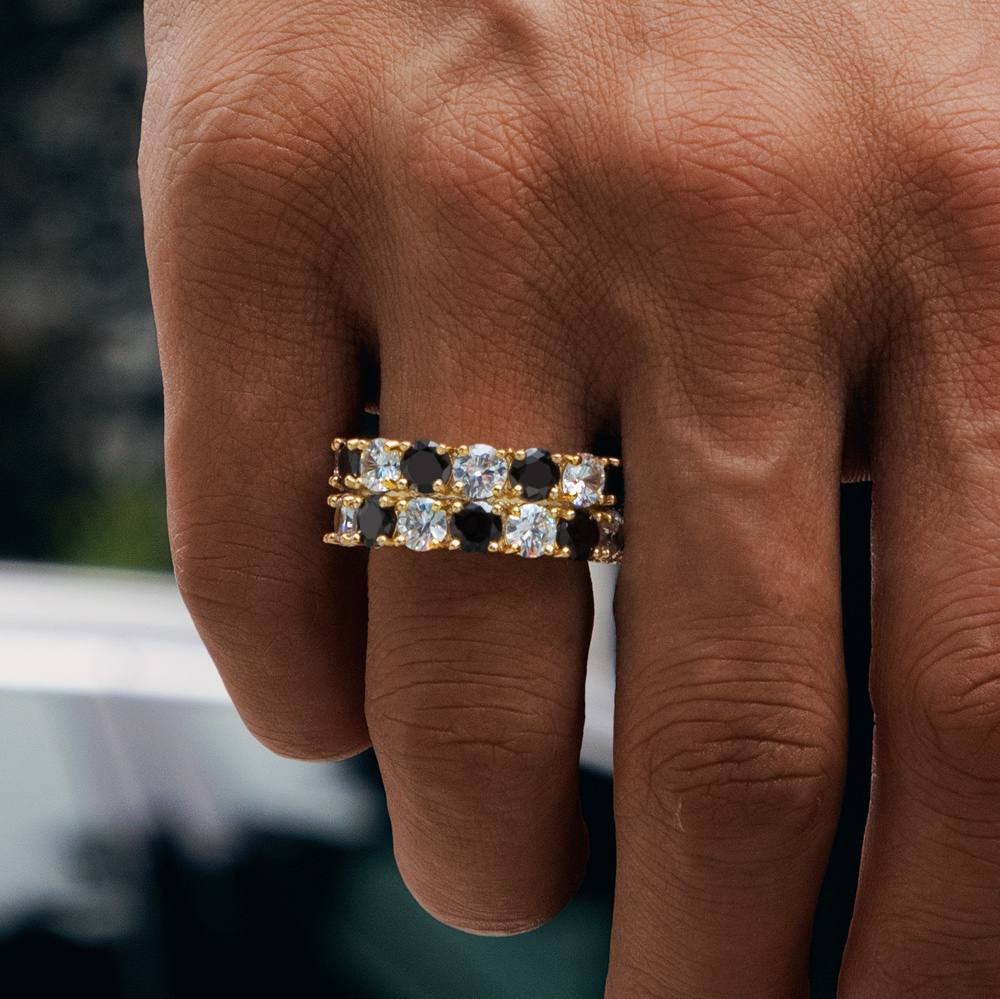 Iced Out Band Ring in Gold