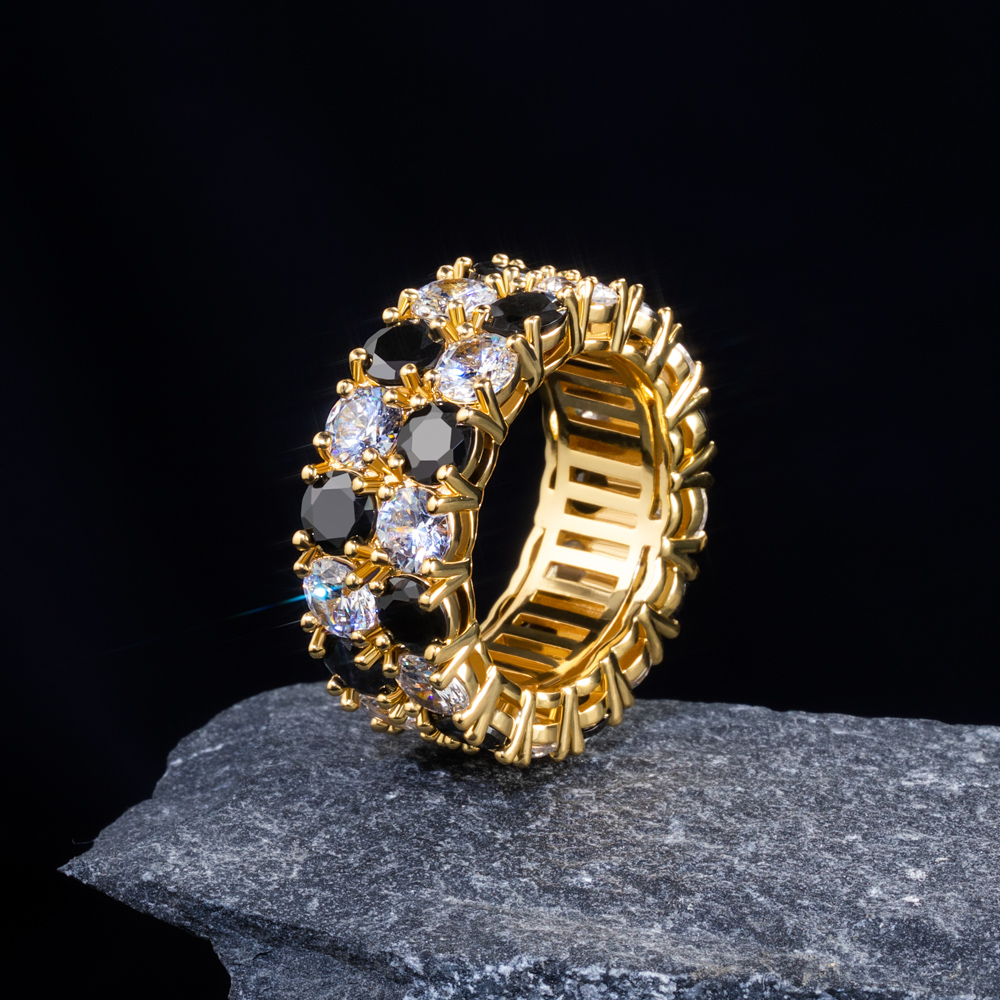 Iced Out Band Ring in Gold