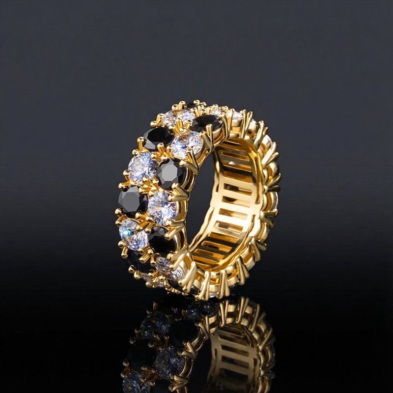 Iced Out Band Ring in Gold