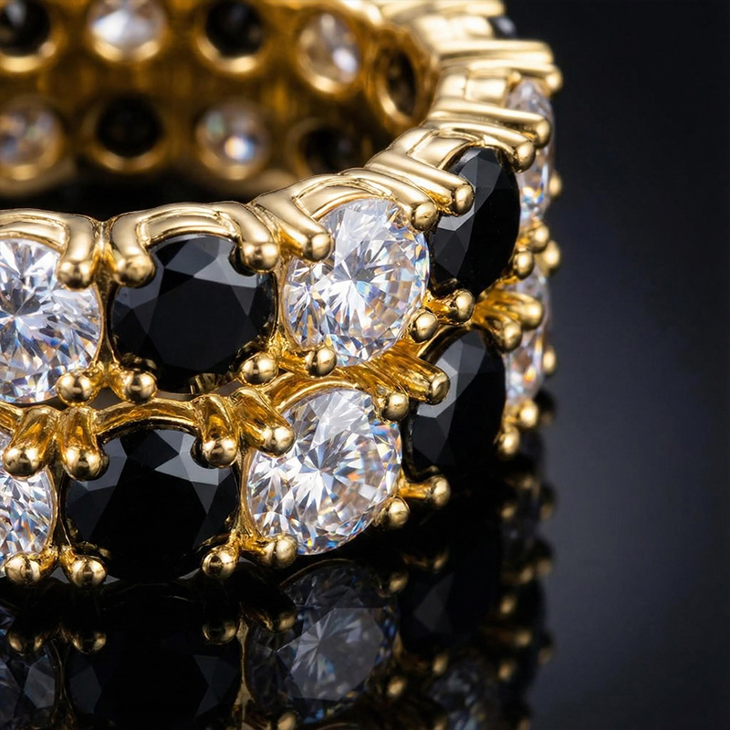 Iced Out Band Ring in Gold