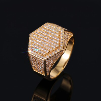 Iced Out Hexagon Ring for Men