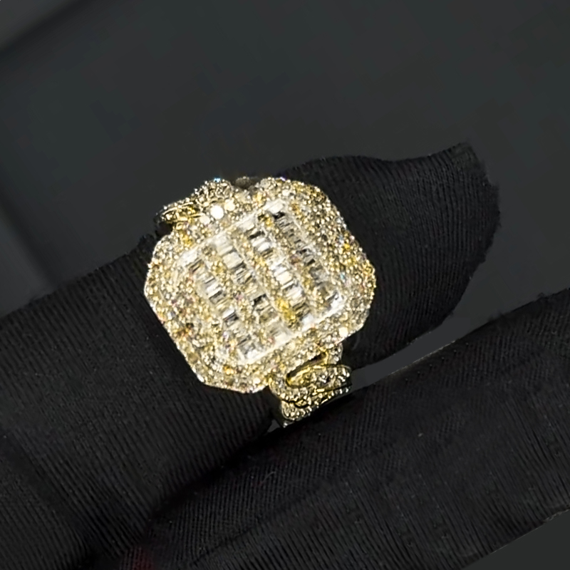 Iced Cuban Link Baguette Cut Ring