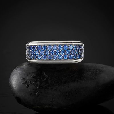 Band Ring with Blue Stones