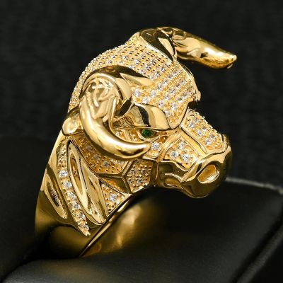 The Head Of Angry Bull Ring in Gold