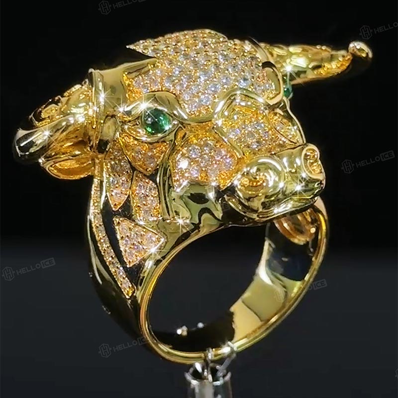 The Head Of Angry Bull Ring in Gold