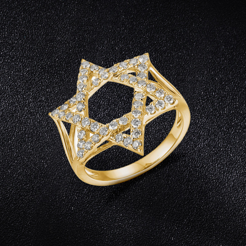 Iced Star of David Ring