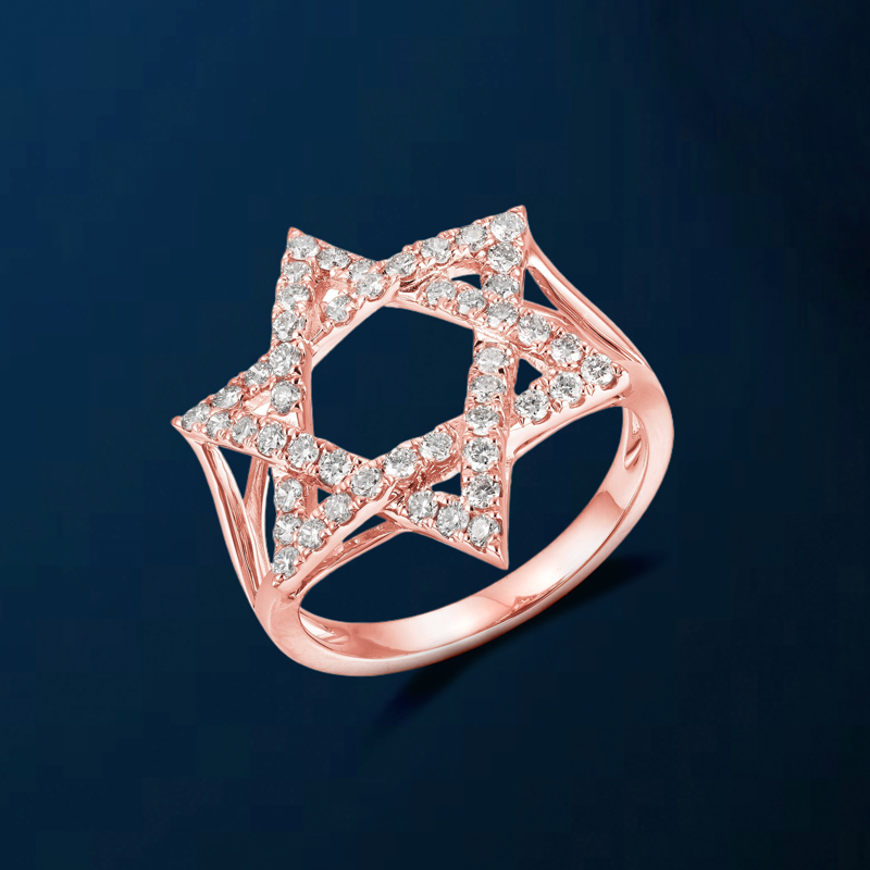 Iced Star of David Ring