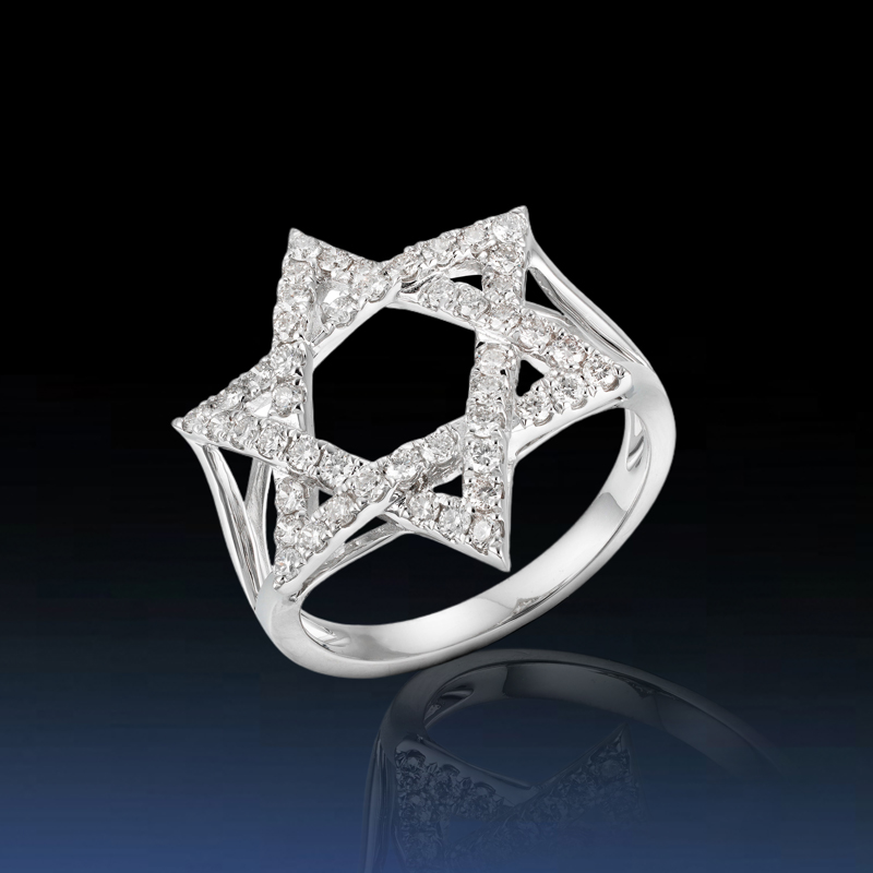 Iced Star of David Ring