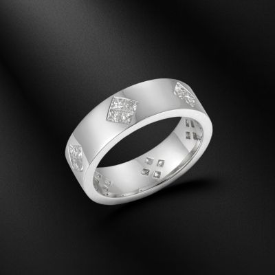 Iced Wedding Band Ring for Men