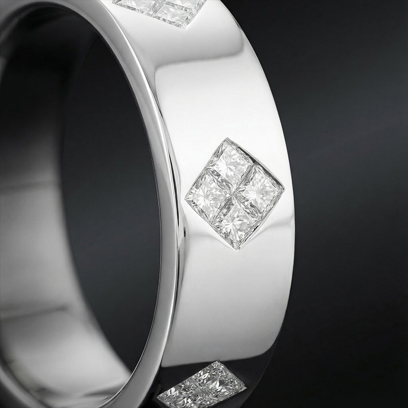 1.92 CTW White Diamond Wedding Band Ring for Men