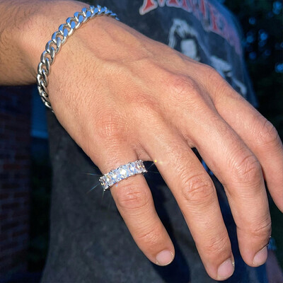 Iced Out Princess Cut Band Ring