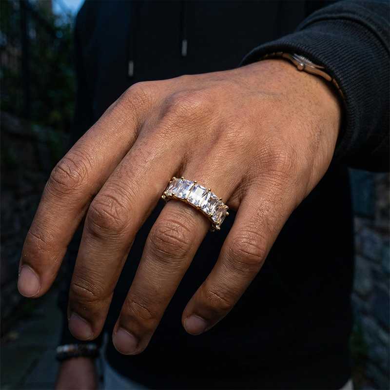 Iced Out Princess Cut Band Ring