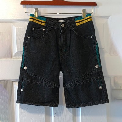 Hip Hop Vintage Washed Spliced Denim Shorts
