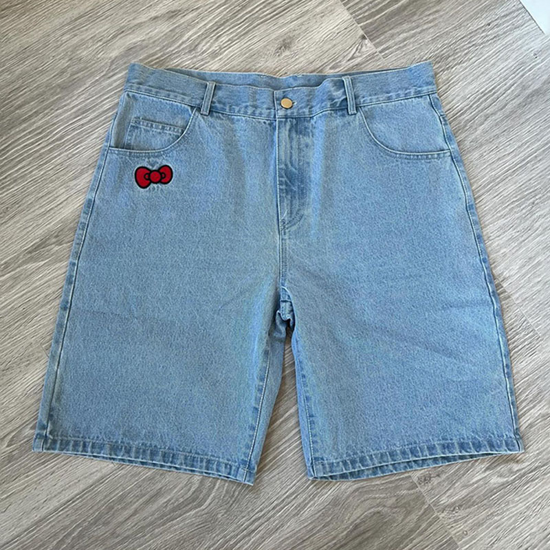 Hipster Cartoon Cat Denim Shorts