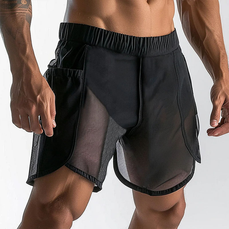 Fashionable See-Through Mesh Shorts