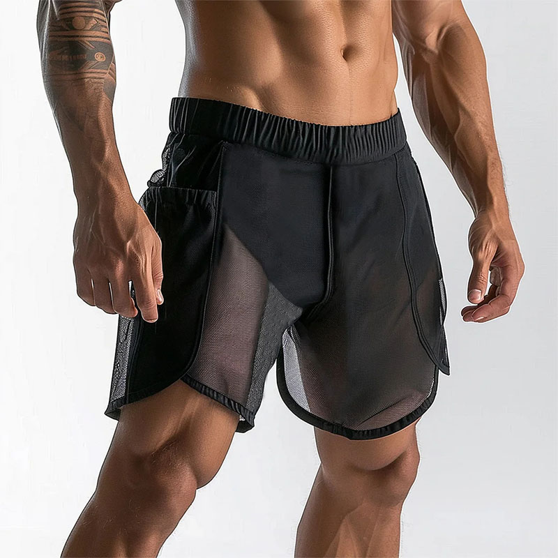 Fashionable See-Through Mesh Shorts