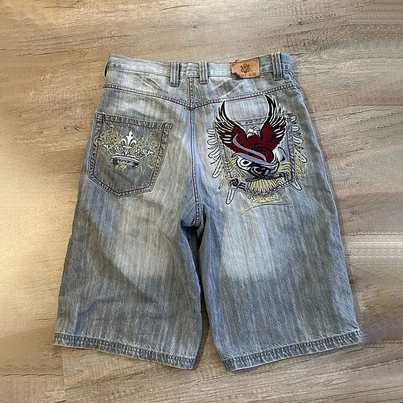 Hip Hop Vintage Eagle Denim Shorts