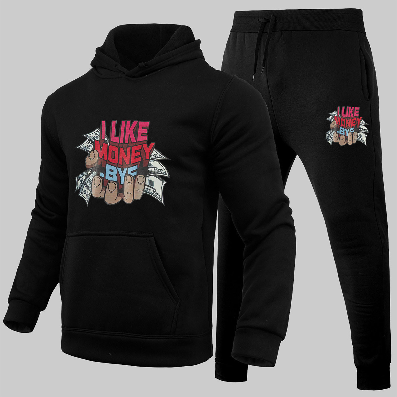 I Like Money Graphic Hoodie Sweatsuit