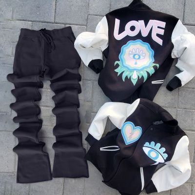 Hip Hop Street Baseball Jacket Pants Set